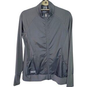 Adidas Golf Jacket Womens Size Medium M Zipper Front Stripes Polyester Spandex